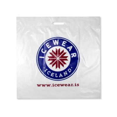 China Custom Handled Die Cut Printed Plastic Shopping Bag Can Be Strong PE Punch Hole Handle Bag Plastic Packaging Bags With Own Logo for sale