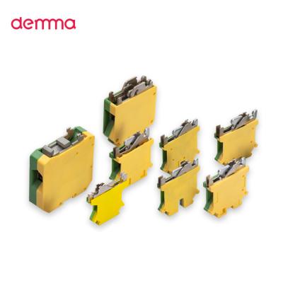 China PA66 DUK35N 35mm Wire Diameter Feed Grounding Insulation Nylon Screw Mounted Din Rail Terminal Blocks for sale