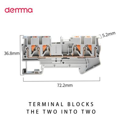 China PA66 Demma PT 2.5 Double Layer Spring Terminal Block Multi Levels for sale