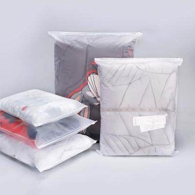 China Recyclable Wholesale Custom Full Logo Frosted Color Underwear Polyethylene Zipper Fabrics Packaging Zip Lock Plastic Bags for sale