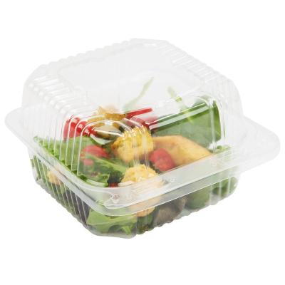 China Wholesale Recyclable Clear Hinged Deep Lid Salad Plastic Takeout Container Bumps Blister Clamshell Cake Packaging Box for sale