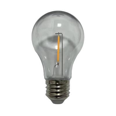 China Warehouse waterproof plastic LED filament bulb A60 clear 1W E27 christmas string lights ambient bulb for sale