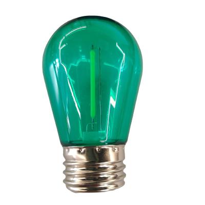 China Garden Customized Christmas Lights S14 led FILAMENT BULB Green Plastic housing for home for sale