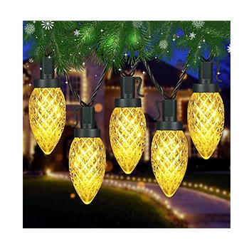 China Garden Yellow C9 Christmas Light filament Bulbs Faceted E17  LED Strawberry lights for home for sale