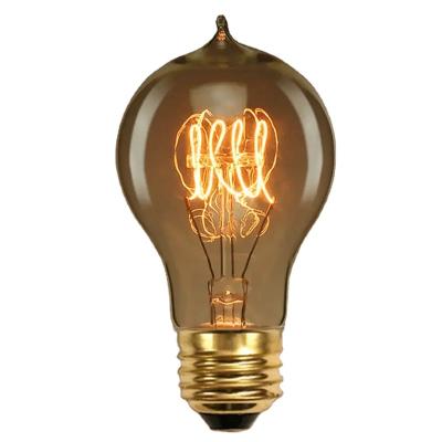 China Carbon filament bulb Carbon filament Edison bulb A60 shape Spiral 25W 40W 60W clear vintage brass lamp socket e27 for sale