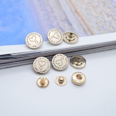 China Washable Custom Decorative Clothing Accessories Four Part Metal Zinc Alloy Brass Hat Snap Buttons 15mm Snap To Tie for sale