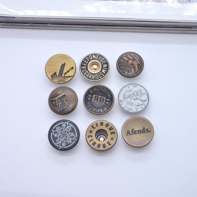 China Factory Custom Logo Brass Metal Denim Shank Jeans Jacket Button Washable For Jeans Denim for sale