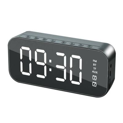 China Portable Phone Function S5 Mini Alarm Clock BT Speaker Mirror Radio LED Wireless Subwoofer for sale