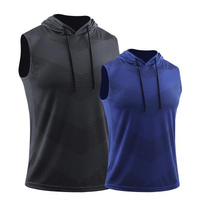 China Breathable VDO Sport Mens Workout Tank Top Sleeveless Running Shirts With Hoodie for sale