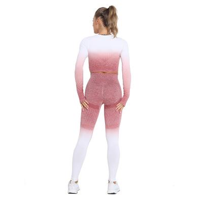 China Breathable Seamless Jogging Suits 2 Piece Equipment Long Sleeve Skinny Pants Tracksuit Set For Women for sale