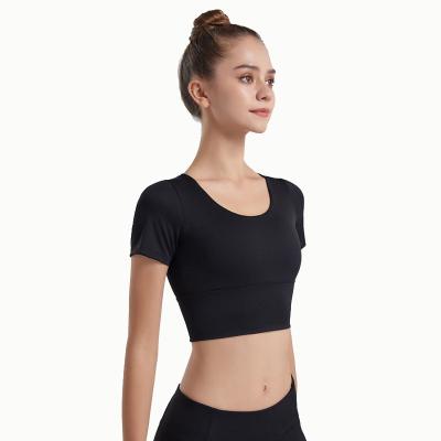 China Breathable Cross Backless Workout Tops Open Top Muscle Yoga Running Top For Women for sale