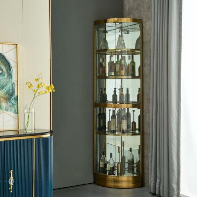 China Adjustable Gold Under Light (Height) Lamp for Household Use Stainless Steel Living Room Mini Wine Cabinet Wine Cabinet for sale