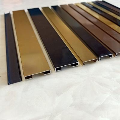 China Modern Minimalist Luxury Simple Installation U Shape Flat Bar Metal Strips Tile Border Profile Tile Edge Protection Shiny Trim for sale