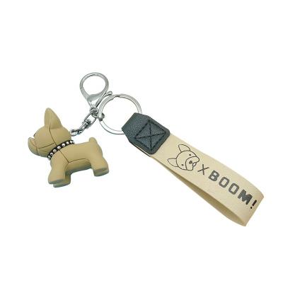 China Bulldog Key Chain Pu Leather Plastic Dog Keychains For Women Bag Key Ring Key Chain Trinket Pendant Men's Jewelry Car Keychain for sale