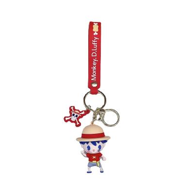 China 3D Luffy Key Chain Key Chain Women Men Figure Toys Anime Keychain Bag Key Holder Rings One Piece for sale