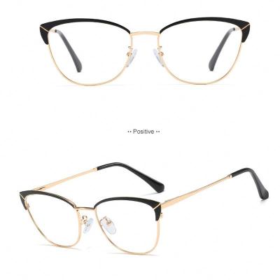 China Optical Frame Women Eyeglasses Frames Metal Cat Eye Glasses for sale