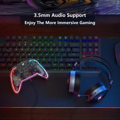 China Motion Feel Bigbigwon Joystick Game Controller Gamepad Transparent Outlook with LED Light Bar for Connecting Xbox Switch PS4/5 and PC for sale