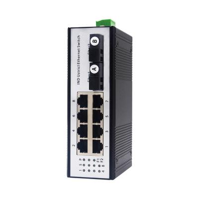 China Aluminum Alloy Fiber Optic Media Converter Ethernet Switch 10/100Mbps 8 Port RJ45 2 Port RJ45 2 Optic Industrial Optic Transceiver for sale