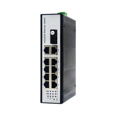 China Aluminum Alloy Gigabit Fiber Optic Media Converter Ethernet Switch 10 Port RJ45 1 Port Din-Rail Industrial Optical Transceiver for sale