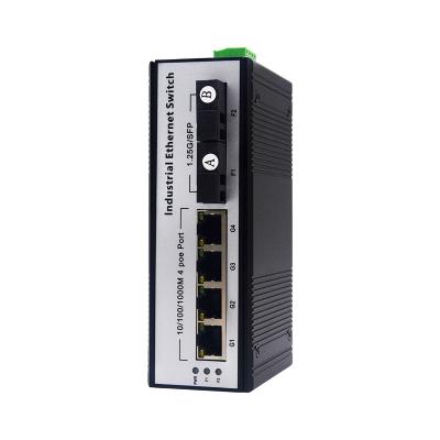 China Aluminum Alloy Gigabit Fiber Optic Media Converter Ethernet Switch 4 Port RJ45 2 Port Din-Rail Industrial Optical Transceiver for sale