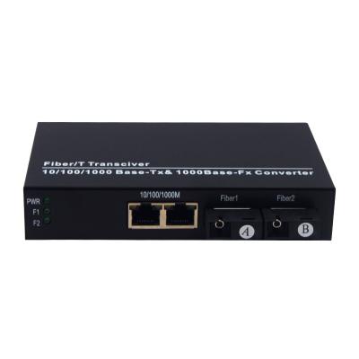 China 10/100/1000Mbps Fiber Optic Media Converter Series Connection Ethernet Transceiver With 4 Port 2 Gigabit Optical RJ45 PIN-2GE2GF for sale