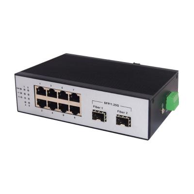 China POE Industrial Gigabit Ring Ethernet Media Converter Self-Healing 2 SFP Slots 8 RJ45 OLT Din-Rail Loop Fiber Optic Transceiver for sale