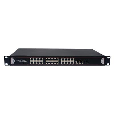 China Port POE Switch 10/100Mbps 24 PoE With SFP Fiber Media Converter 2 Gigabit Uplink 48V 260W Power Over Ethernet Switches for sale