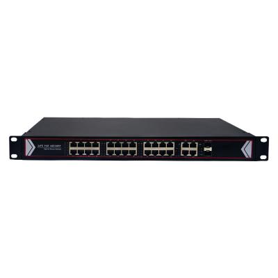 China Port POE Switch 10/100Mbps 24 PoE With 4 Gigabit Uplink 2 SFP 48V 260W Power Over Ethernet Switches Network Switcher Smart Detection for sale