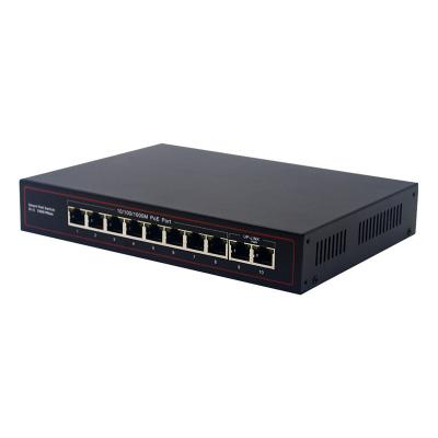 China POE Switch 8 Ports 10/100/1000Mbps PoE With 2 Gigabit Uplink Ports 48V Power Over Ethernet Switches Smart Changer Detection for sale