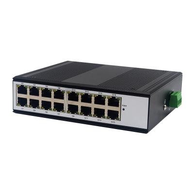 China Aluminum Alloy Industrial 16 Gigabit Ethernet Ports Switch 10/100/1000Mbps RJ45 Network Switches DC12-57V Din-Rail Mounting 4KV for sale