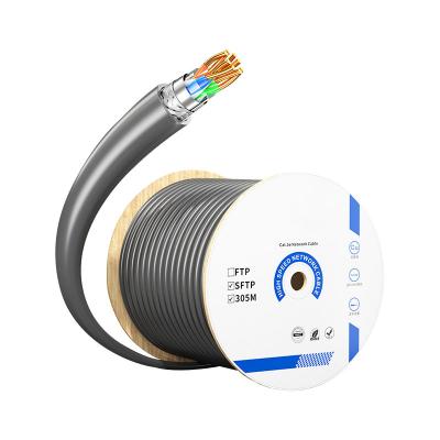 China 0.5mm 0.5mm Conductor 1000FT Cat5E SFTP Pure Copper 8core Lan Ethernet Internet Network Cat 5E High Speed ​​Cable Coiled With Drop Box Packing for sale