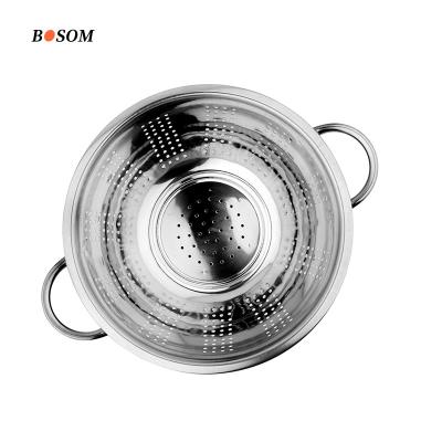 China SS304 Healthy Sieve Strainer Basket Kitchen Stainless Steel Kitchenware Tool Factory Price Healthy Vegetable Basket for sale