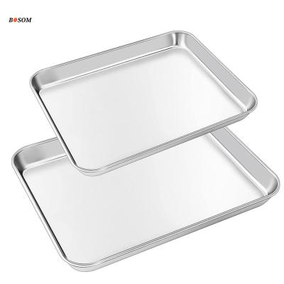 China Sustainable Stainless Steel Baking Multi-Function Pan Multi-Size Serving Tray Rectangle Baking Tray On Sale for sale