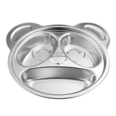 China Modern Panda Design Stainless Steel Divided 3 Section Lunch And Dinner Plate For Kid SUS304 for sale