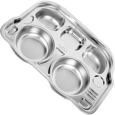 China 5 Section 304 Stainless Steel Car Tray Modern Divided Shape Divided Dinner Tray For Kids Snack Meal for sale