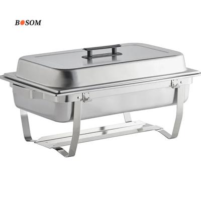 China Modern Hot Sale Stainless Steel Rectangle Table Top Food Warmer Cylinder Desktop Luxury Chafing Dish For Buffet Equipment for sale