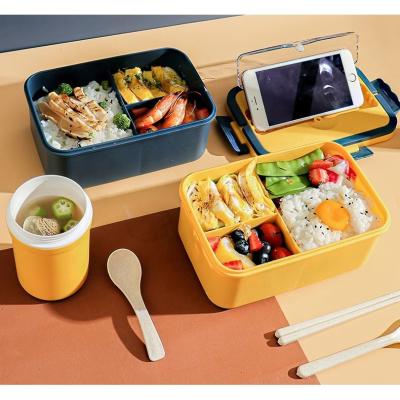 China Stainless Steel SS304 Two Layer Bento Box Leakproof Lunch Box Two Layer Two Grid Viable Single Layer Food Container for sale