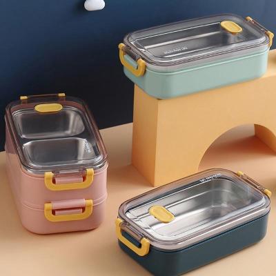 China Microwavable Stackable Food Leak Proof and Plastic Stainless Tiffin Bento Lunch Box Food Storage Container for Adults and Kids for sale