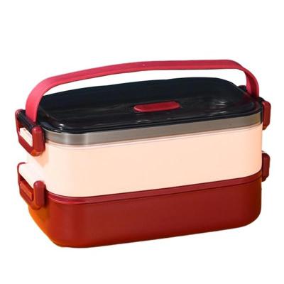 China Stainless Steel Bento Lunch Box Japanese Style Microwavable Portable Lunch Container with Cutlery Set Microwavable for Adults Kids for sale