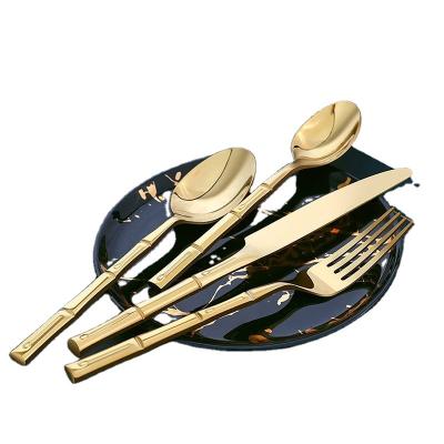 China Viable Northern European Style Cutlery Set Gold 24-Piece Stainless Steel Flatware Silverware Set Knife Fork Spoon Set For Home for sale