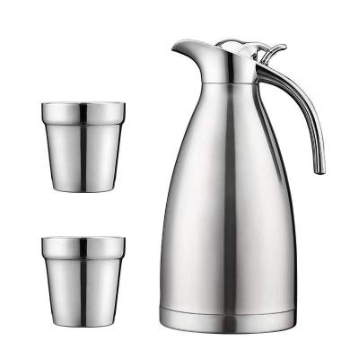 China Durable Stainless Steel Double Walled Vacuum Thermal Coffee Flask With Two Cups for sale