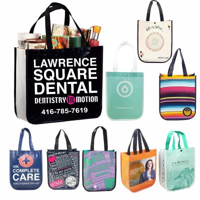 China Custom Reusable/Eco Friendly Curved Non Woven Tote Bag PP Lululemon Shopping Eco Tote Corners Bags for sale