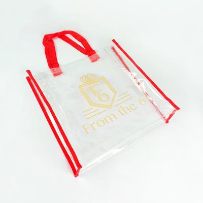 China Recyclable Waterproof Promotional Large Size Shopping PVC Tote Bag Handle Bag With Custom Logo for sale