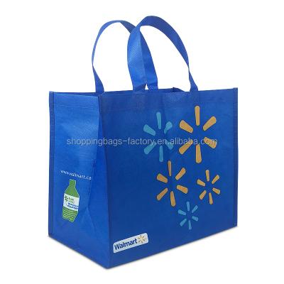 China Handled Bottles Waterproof PET Reusable Woven Supermarket Shopping Bag Mail-Consumer Waste Soda Plastic Handled for sale