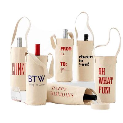 China Factory Handled Wholesale Cheap Customized Logo Cotton Wine Bag Canvas Tote Bag for sale