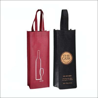 China Eco - Friendly Non Woven Small Size Handled Grocery Bags Bottle Bag Non Woven Wine for sale