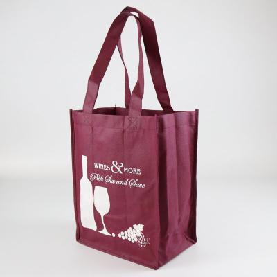 China Wholesale Price Eco - Friendly Handled Non Woven Bottle Bag Wine Shopping Bag With Custom Logo for sale