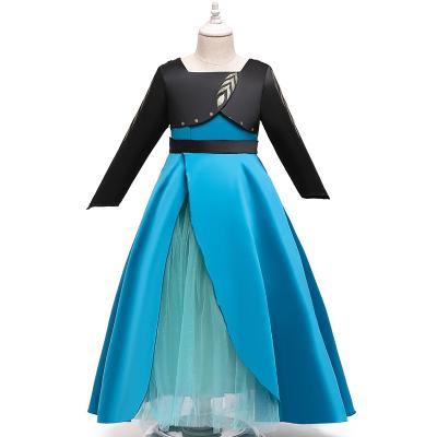 China Washable Blue Queen Elsa Dress Princess Anna Cosplay Halloween Costume Dress Long Clothes for sale