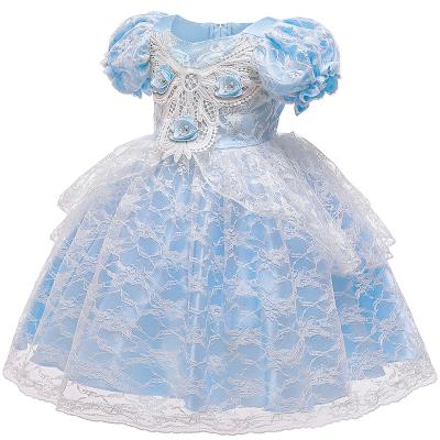 China Movie Party Girls Washable Blue Princess Cinderella Dress Kids Summer Kid Christmas Birthday Clothes for sale