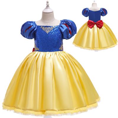 China 2021 Washable Elsa Anna Dress Snow White Mermaid Ariel Casual Dresses Bow Girls Costume for sale